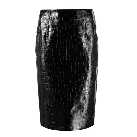 Runway Versace Crocodile-Embossed Midi Skirt - Picture 5 of 17